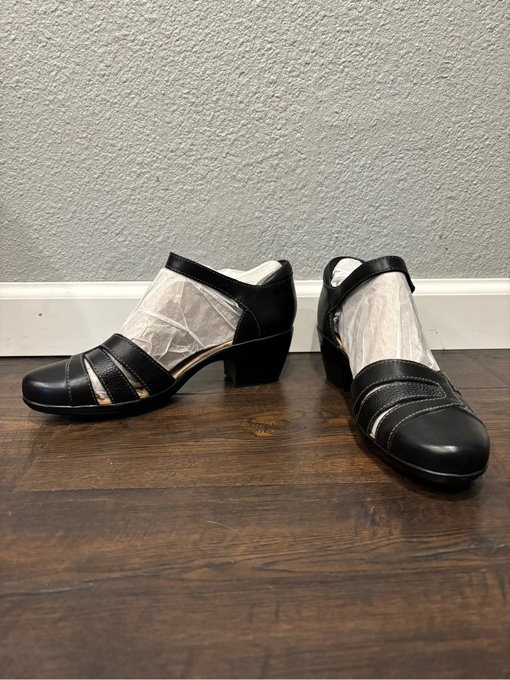 Clarks Black Mary Jane Low Heel Dress Shoes